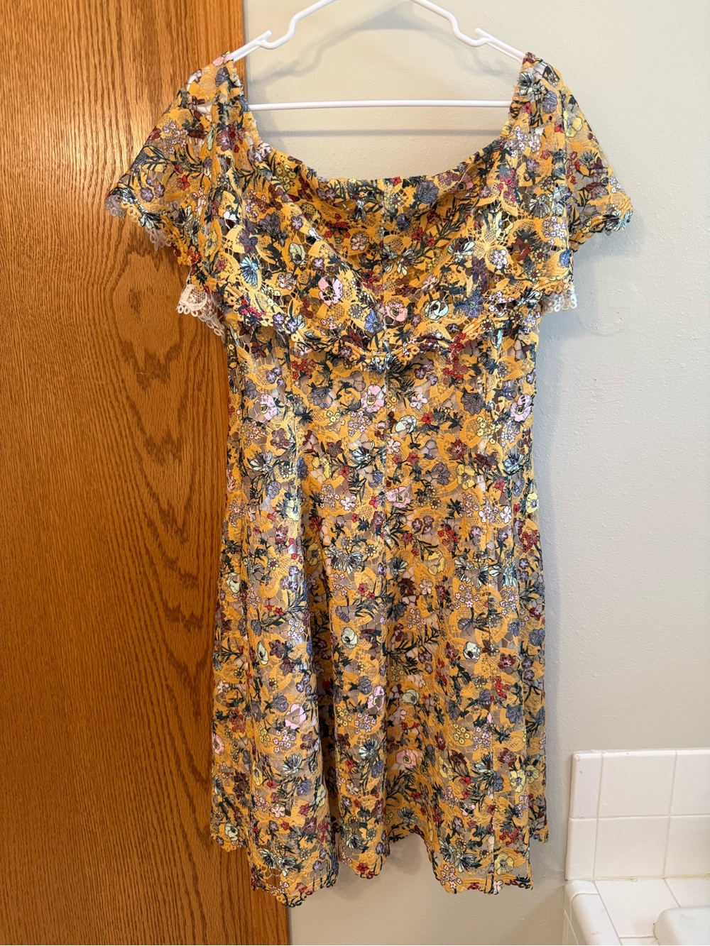 ALEX MARIE Anna Off The Shoulder Flounce Lace Dress Size 12